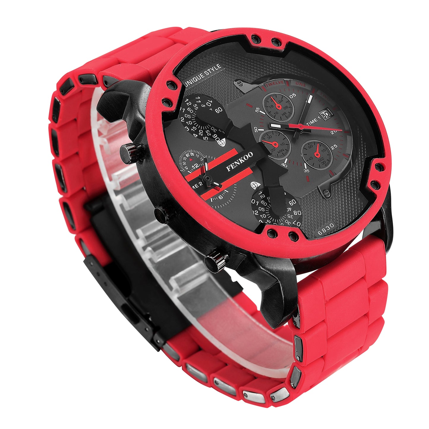 FENKOO Quartz Watches For Men Military Watches 6830 Steel Belt Watches Calendar Dual Time Zone Wrist Watches